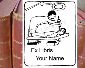 Bookplate stamp or stickers "Dentist", custom bookplate, personalised exlibris stamp, exlibris stickers, exlibris dentist, bookplates
