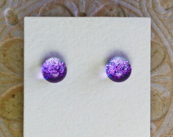 Dichroic Glass Earrings , Petite, Lavender DGE-1386