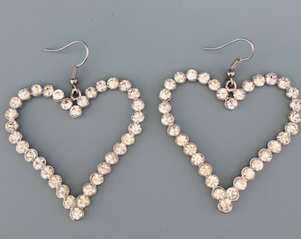 Lovely large crystal heart earrings