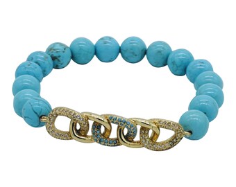 Sarosk genuine 9mm turquoise bead bracelet.