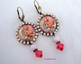 floral fleur de lis dangle earrings