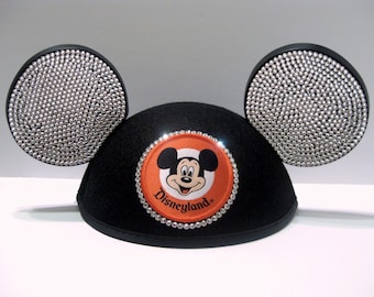 Swarovski Crystal Rhinestone Mickey Ears Hat Hand Embellished Blinged