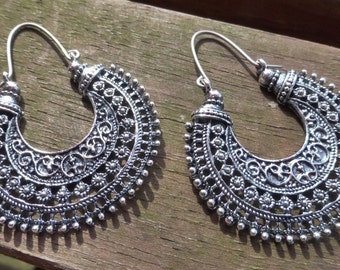 Antiguos pendientes tribales de plata con oreja titanio hipoalergénico hecho a mano hilos - gitana - étnico - Hippy - Boho - declaración Tribal pendientes