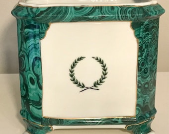 FLASH SALE: Fabulous antique porcelain malachite planters (pair)