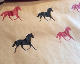 Custom brown kraft wrapping paper horses dogs etc
