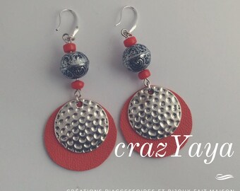 Leather and Pearl Earrings