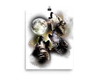 Wolves Howling At The Moon Gift Poster