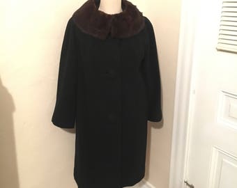 1950s 100% Cashmere Coat with Mink Collar 50s Cashmere 50s Mink Coat Pin Up Coat Old Hollywood Glamour Marilyn Monroe 1950s Evening Coat