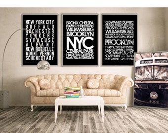 Restoration Hardware style New York City wall art - NYC subway sign art canvas or print, custom design your own
