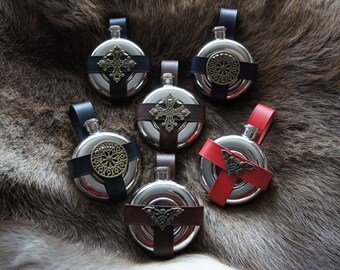 Round Hip Flask Leather Holder
