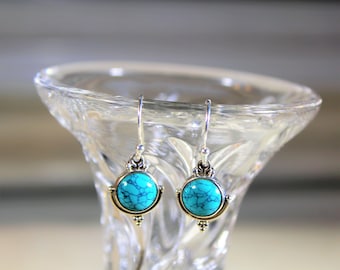 Turquoise earrings, drop earrings, sterling silver earrings, dangle earrings