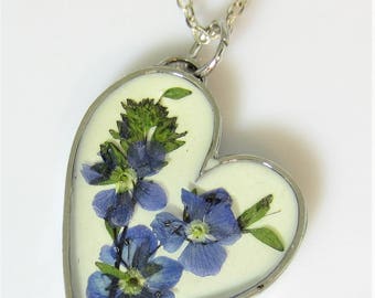 Blue Veronica Pendant, , Pressed Flower Jewelry, Real Flowers Necklace Pressed Flower Jewelry, Resin, (2065)