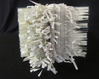 Altered Books Art Sculpture-Eruption-Green