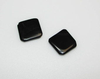 Set of 2 striated black agate square 20.00 mm in diameter. (9791038)