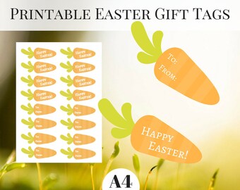 Easter Printables, Easter Gift Tags, Easter Decorations, Printable Gift Tags, Easter DIY, Gift Tags Printable, Easter Carrot Printable