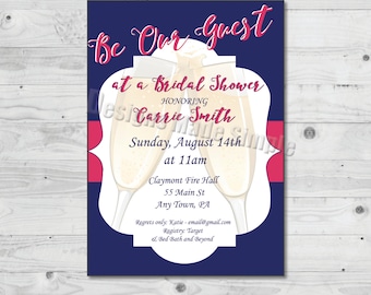 Be Our Guest Champagne Toast Bridal Shower Invitation - Printable