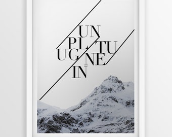Typographic Art Print ''Unplug,Tune In'' A3