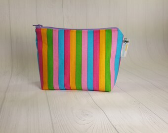 Narrow Ice Cream Parlor Stripes Zipper Notions Pouch, Mini Zippered Wedge Bag, Craft Pouch NP0042