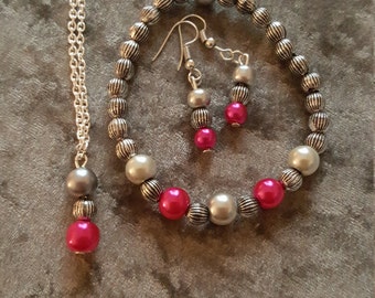 hot pink jewellery set