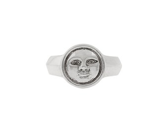 Moon Face Ring in Sterling Silver