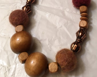 Hippie Jewelry - Felted Bead Necklace - Boho Chic - Bohemian- Felted Necklace - Womens Necklace - Gift for Mom