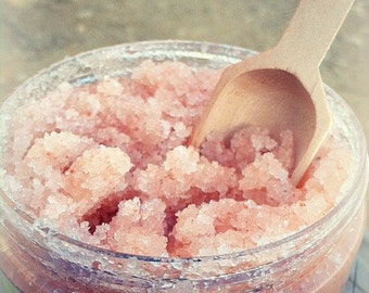 Body Scrub, SUGAR Argan Oil 8oz Pink Himalayan Salt Body Scrub || with Argan Oil, Macadamia Nut Oil, and Shea Oil and Honey