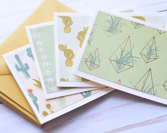Cactus Note Cards // Set of 4 // Blank Cards // Cactus Stationary // Thank You Cards // Just Because // Thinking of You