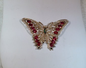 Vintage Pink Butterfly Brooch