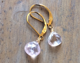 Morganite earrings - Petite Lightweight - Choose Finish