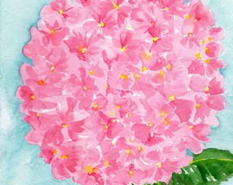 Hydrangea watercolors paintings original 8 x 10 Pink Hydrangea Watercolor Painting, Flower Painting, Pink Wall Art, hydrangeas