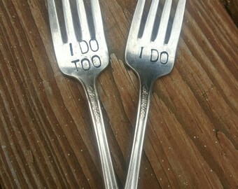 Wedding gift, bride and groom, I do i do too forks