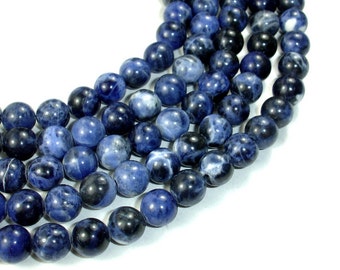 Sodalite Beads, Round, 8mm (8.5mm), 15.4 Inch, Full strand, Approx 46 beads, Hole 1 mm, A quality (411054003)