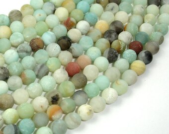 Matte Amazonite Beads, 6mm(6.6mm) Round Beads, 15 Inch, Full strand, Approx 61 beads, Full strand, Hole 1 mm, A quality (111054026)