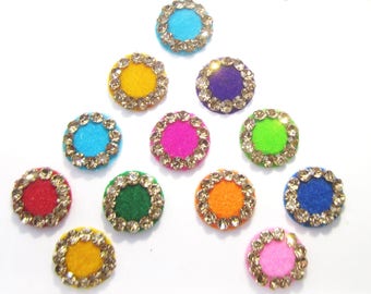 Round Colored Bindis,indian bindi ,Round Bindis,Velvet Colorful Bindis,Multicolor Face Jewels Bindis,Bollywood Bindis,Self Adhesive Stickers