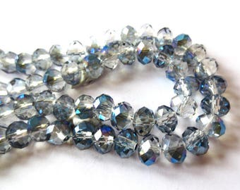 10 x Rondelles 4x3mm metallic Crystal METALLIC BLUE faceted glass beads