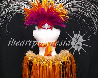 Tahitian costume with reversible head piece