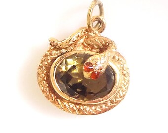 Vintage 9CT Gold Snake Serpent pendant London HM, Georgian style