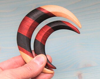 Moon hair fork set of hair forks wooden hair moon fork crescent moon hairforks moon barrette haarmond hair stick moon for hair fork wooden