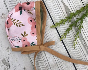 Baby Bonnet | Reversible Bonnet | Toddler Bonnet | Baby Hat| Floral Bonnet | Vintage Bonnet