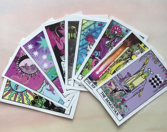 Tarot Card stickers, Set of 10 or 22, Major Arcana Rider Waite remake