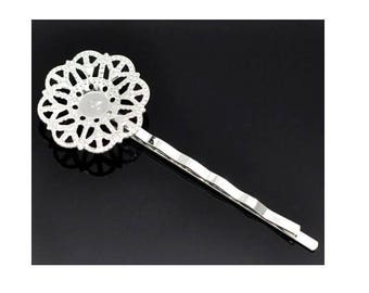 SET of 3 Bobby fancy (E66) silver hair clip