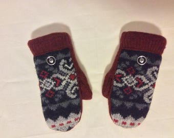 Upcycled warm and soft wool sweater mittens