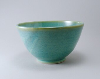Pottery Serving Bowl, Ceramic Serving Bowl, Teal Pottery, Stoneware Bowl