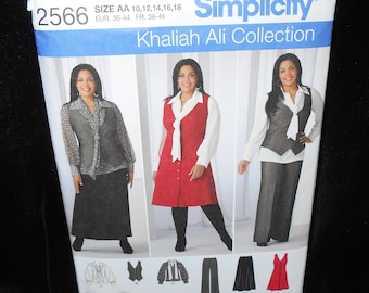 Misses Pants Simplicity 2566 Womens Size 10-18 Khaliah Ali Collection Wardrobe Skirt Blouse Jumper Vest