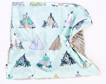 Baby Blanket- Gorgeous Modern Teepee Baby Blanket Featuring Cotton, Plush Faux Fur