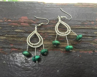 Wire Wrap Earrings - turquoise