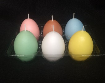three unscented egg shaped candles, egg candles, easter egg candles, easter candles, easter candle, spring candles