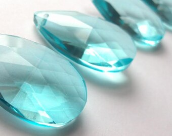 5 Light Aqua Teardrop 50mm Chandelier Crystals Antique Green