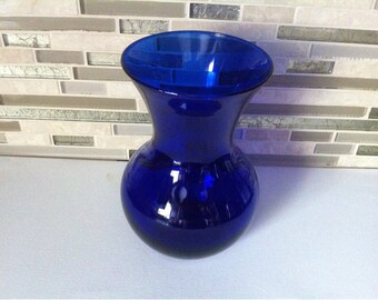 Vintage Collectible Decorative Cobalt Blue Glass Vase / Wedding Glass Vase /