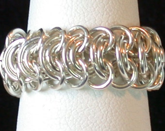 Hand Woven Chain Maille Ring in Argentium Sterling Silver